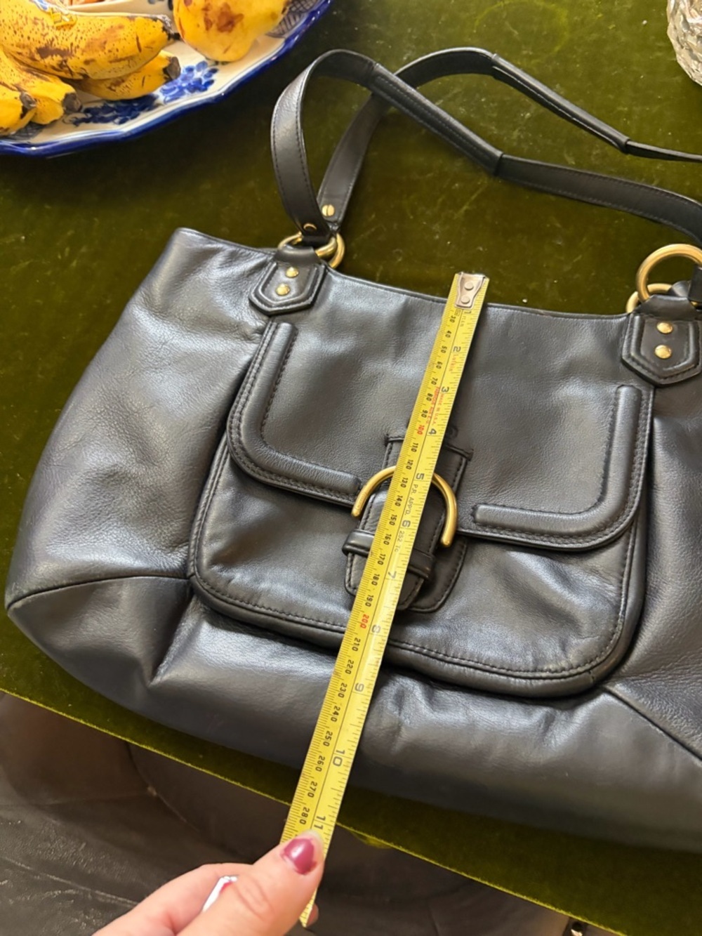 Coach Black Shoulder Bag Buckle Accent Gold Hardware Inner Pockets - Picture 3 of 16